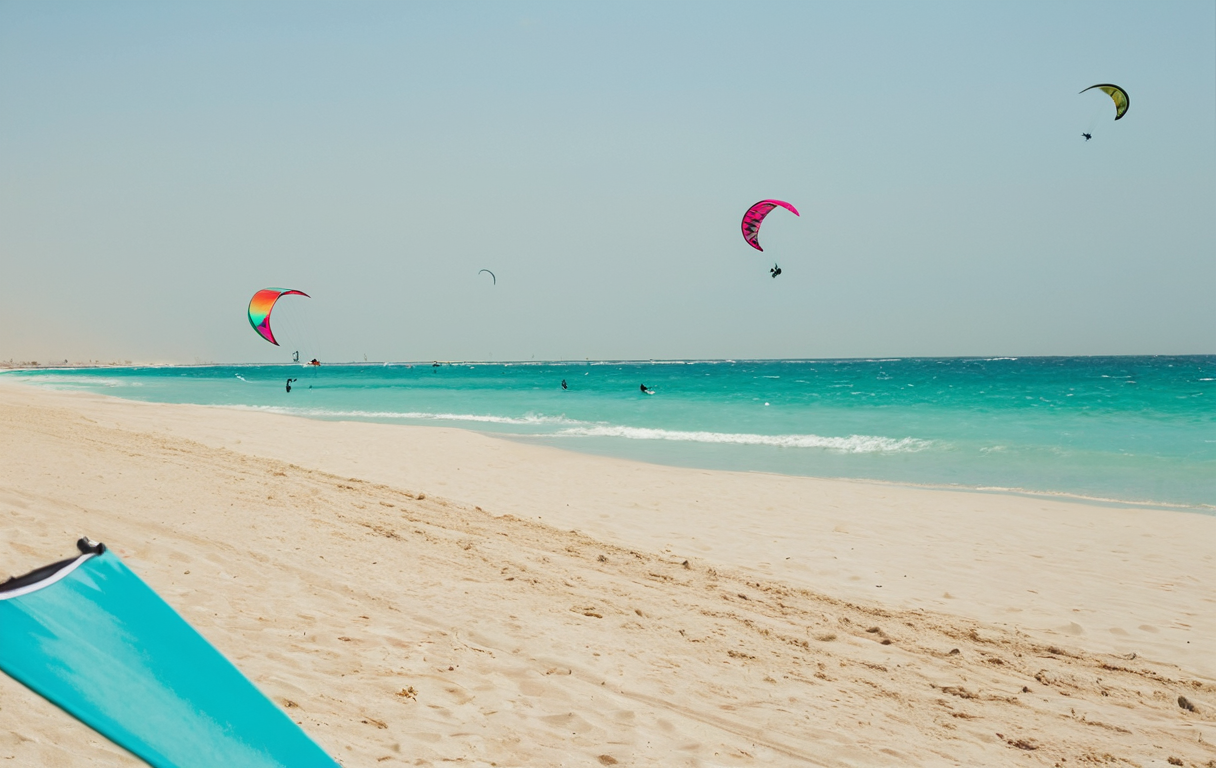 Kitesurfing on a bright UAE beach